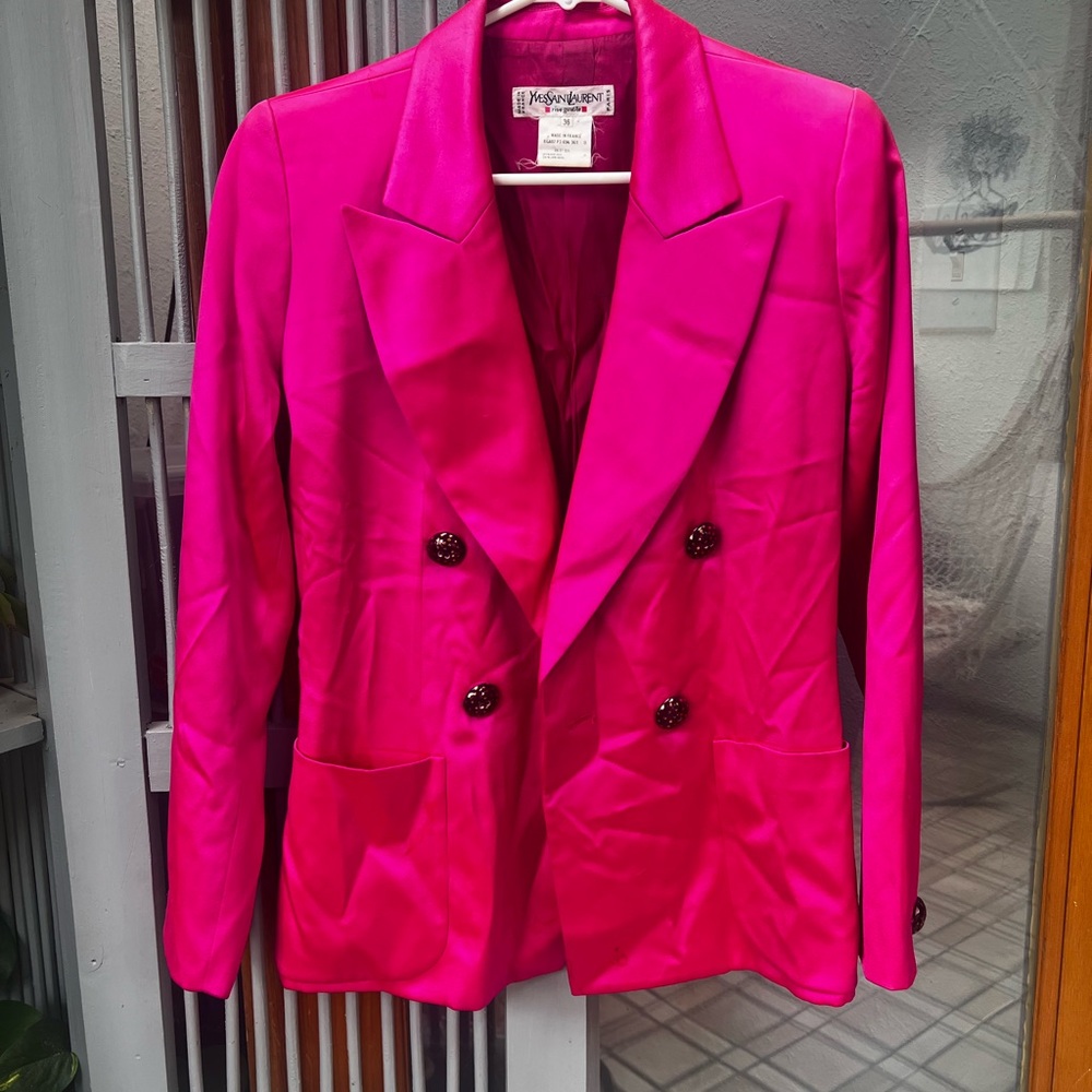 Yves Saint Laurent Fuchsia Double-Breasted Blazer